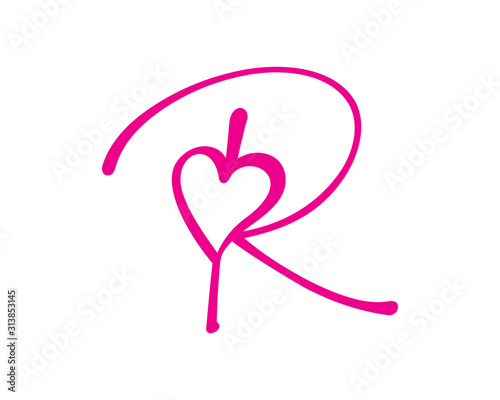 Letter R And Heart Logo Design Template 003