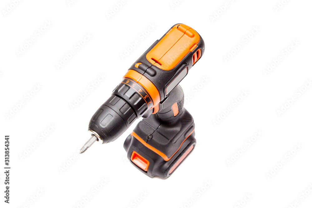 Cordless drill screwdriver isolated on white background