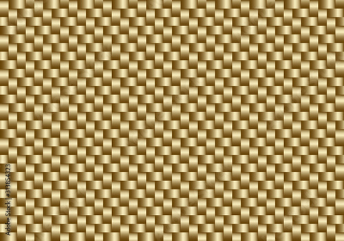 Vector golden carbon fiber seamless background. Abstract cloth material wallpaper for car tuning or service. Endless web texture or page fill pattern