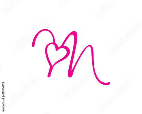 Letter M And Heart Logo Design Template 003