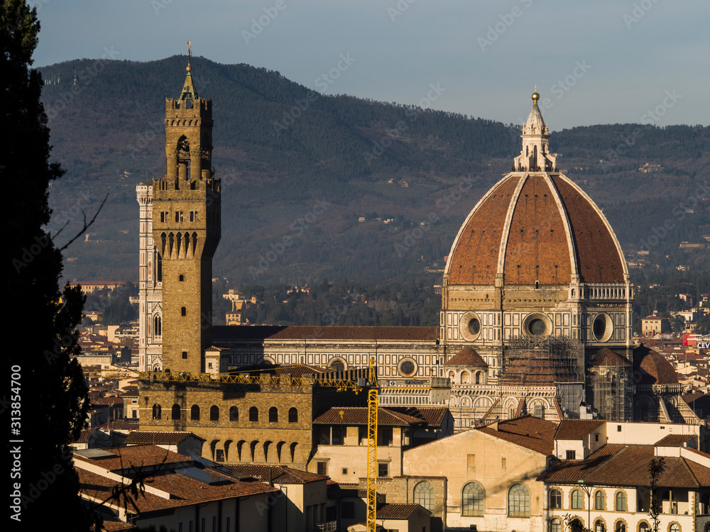 Italia, Toscana, Firenze, il duomo e Palazzo Vecchio.