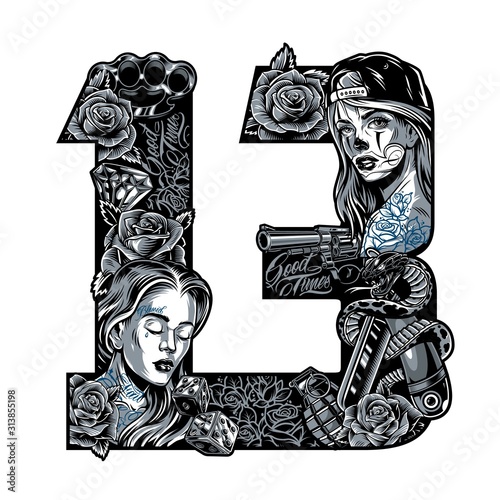 Vintage chicano style tattoo concept