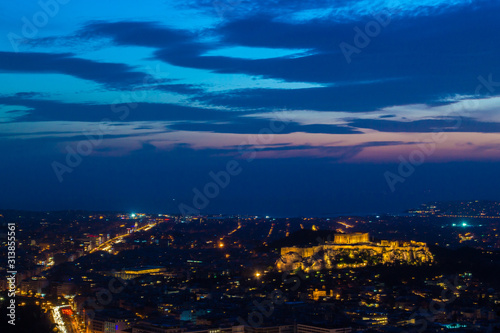 sunset over athens, greece