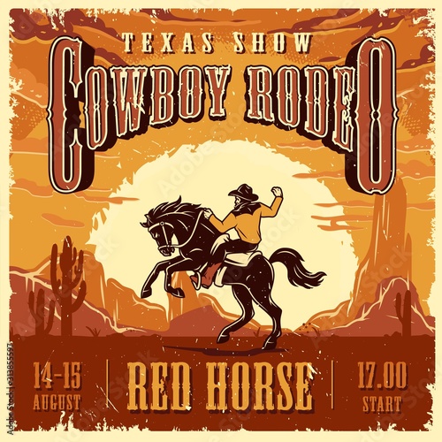 Cowboy rodeo show advertising template