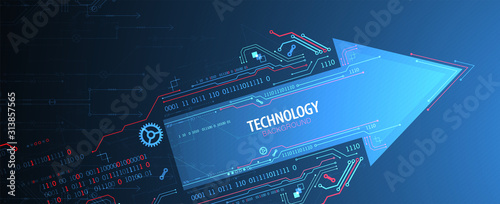 Abstract technology circuit board. Communication concept. Arrow theme.