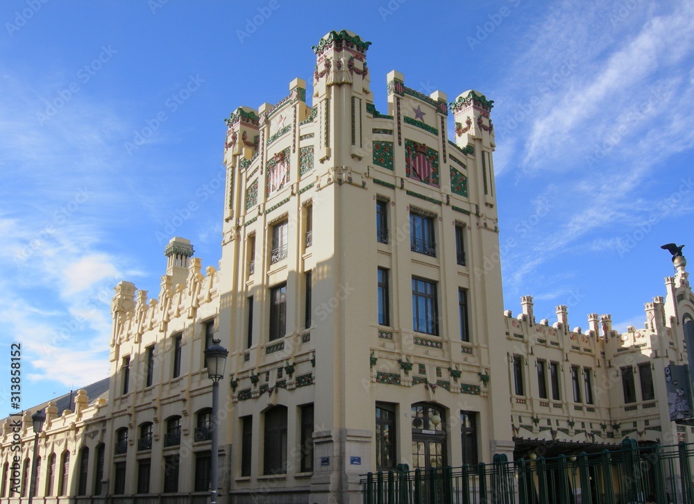 Nord Train station, building in city of Valencia