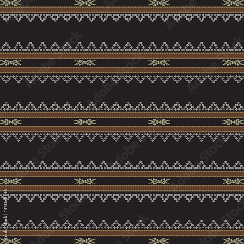 Beautiful Batak Ulos cloth motif with horizontal design. Seamless pattern traditional cloth.