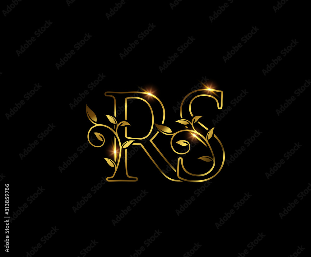 Golden R, S and RS Letter Luxury Logo Icon Stock Vector | Adobe Stock