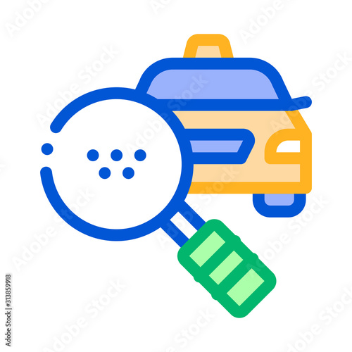 Taxi Search Online Icon Vector Thin Line. Contour Illustration
