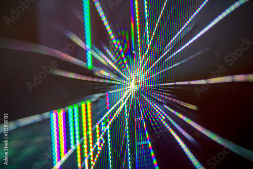 Colorful abstract of a cracked LCD monitor