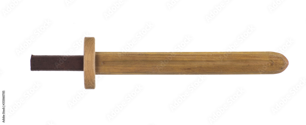 knight's wooden sword isolated on white background