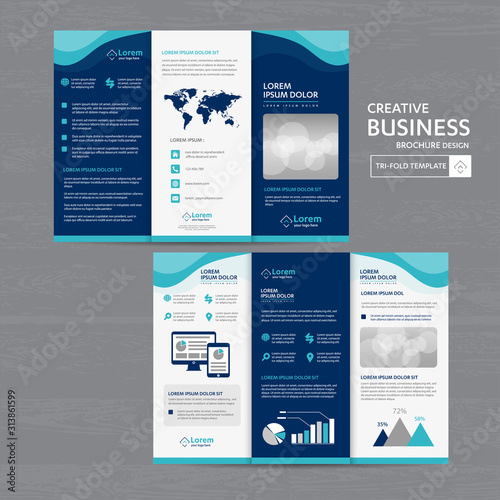 Tri fold Brochure Mock up Background abstract business Leaflet Flyer vector design presentation layout a4 size