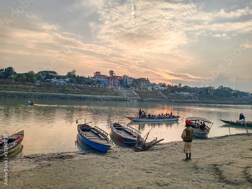 View of canal of Brahmaputra River in Mymensingh photo