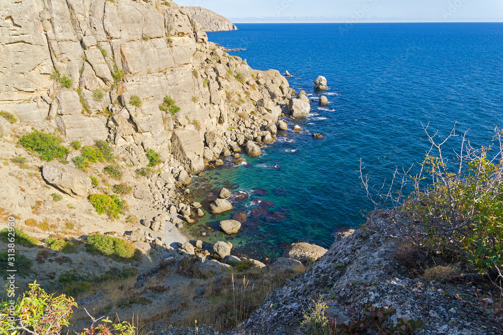 Beautiful bay on a rocky shore. Crimea.