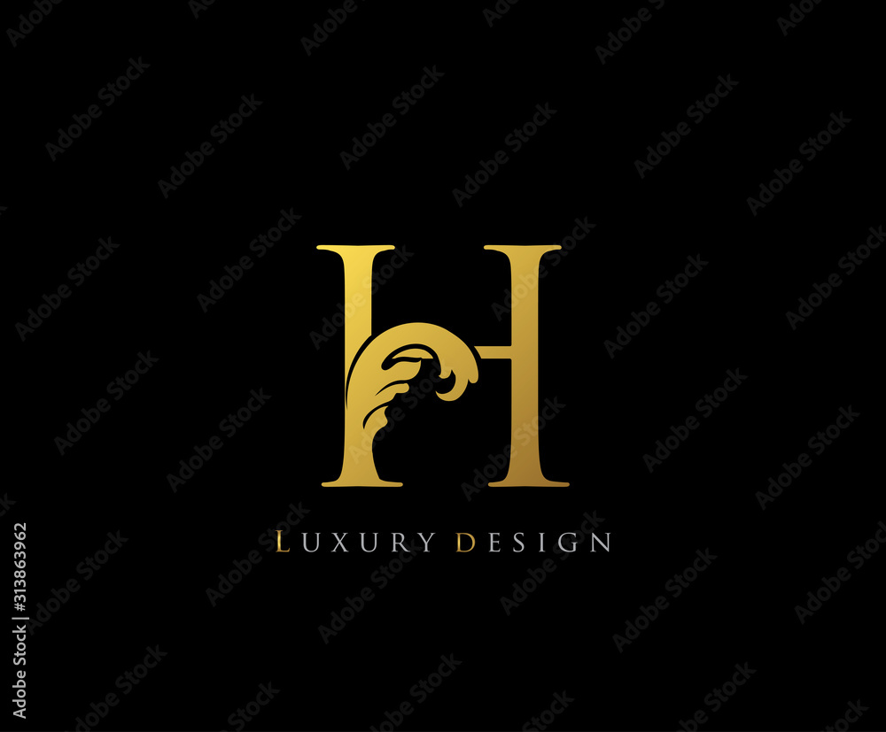 Golden Letter H Logo Icon . Initial Letter H Design Vector Luxury Gold Color.Print monogram initials stamp line art sign symbol. Golden Letter H Logo Icon . Initial Letter H Design Vector Luxury Gold Color.Print monogram initials stamp line art sign symbol.