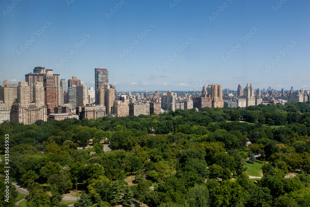 An aerial view of Central Park in New York City from Central Park South An aerial view of Central Park in New York City from Central Park South