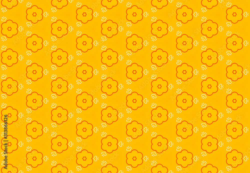 Seamless geometric pattern design illustration. Background texture in orange, yellow, white colors.