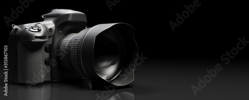 Fotografiet Professional digital camera on black