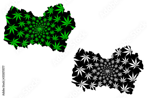Libertador General Bernardo O Higgins Region (Republic of Chile) map is designed cannabis leaf green and black, Libertador General Bernardo O'Higgins map made of marijuana (marihuana,THC) foliage.. photo