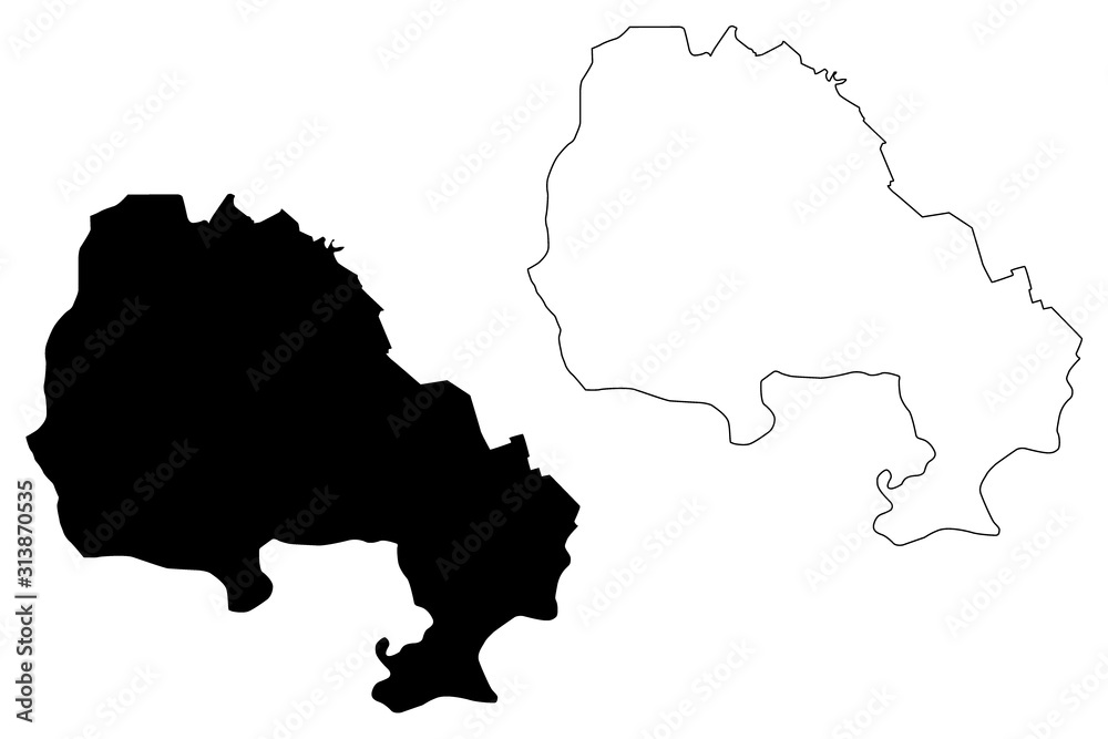 North Banat District (Republic of Serbia, Districts in Vojvodina) map vector illustration, scribble sketch North Banat map