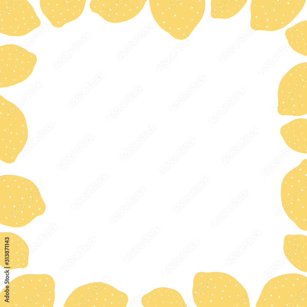Hand drawn vector illustration of lemon with blank space for text on white background.