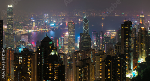 Canvas Print hong kong city at night