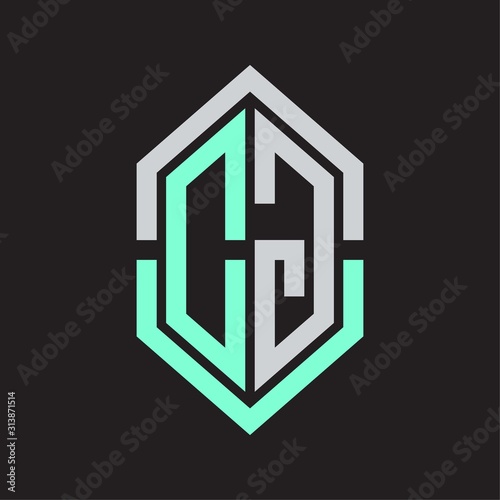 DG Logo monogram with hexagon shape and outline slice style