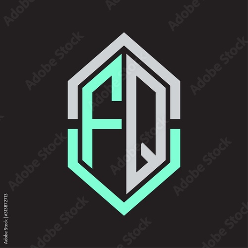 FQ Logo monogram with hexagon shape and outline slice style