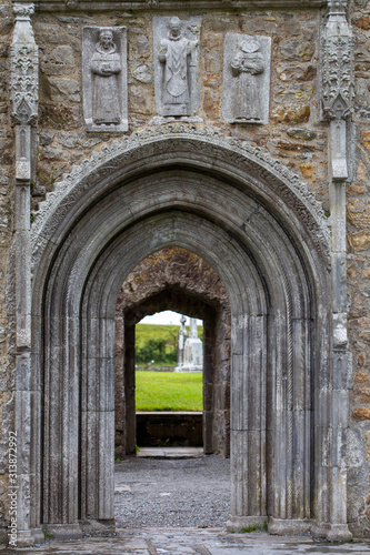 The monastery of Clonmacnoise ruin in Ireland
