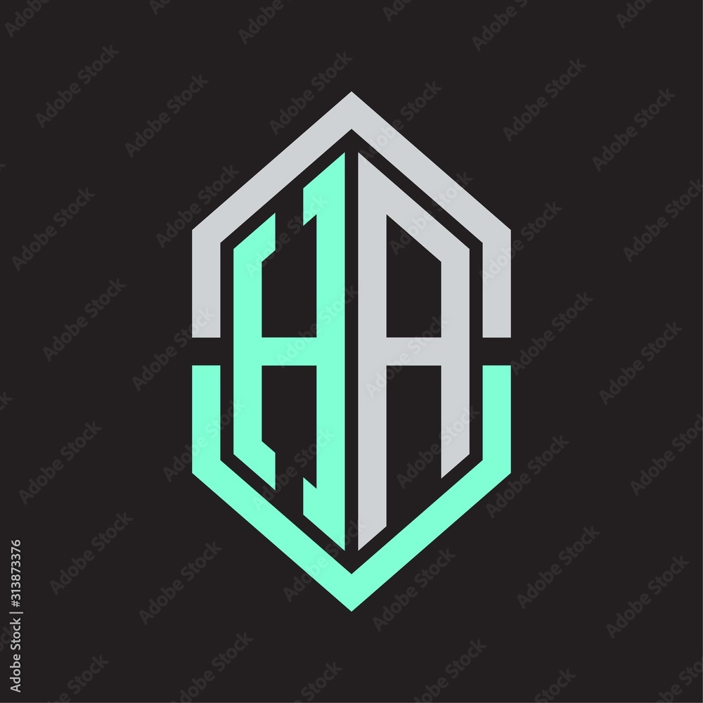 HA Logo monogram with hexagon shape and outline slice style HA Logo monogram with hexagon shape and outline slice style