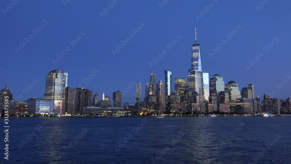 Downtown Manhattan From Water Medium Dusk Downtown Manhattan From Water Medium Dusk
