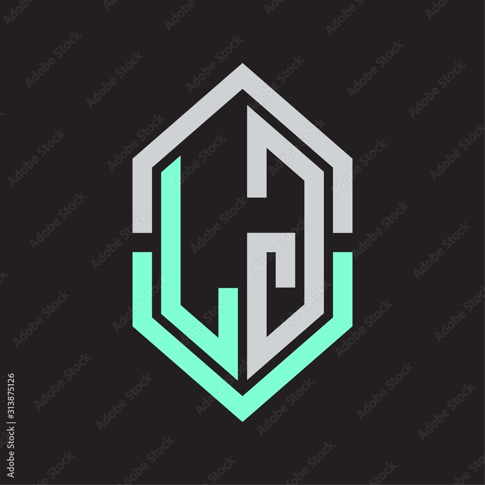 LG Logo monogram with hexagon shape and outline slice style LG Logo monogram with hexagon shape and outline slice style