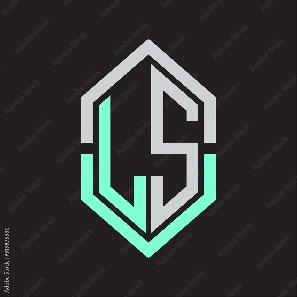 LS Logo monogram with hexagon shape and outline slice style LS Logo monogram with hexagon shape and outline slice style
