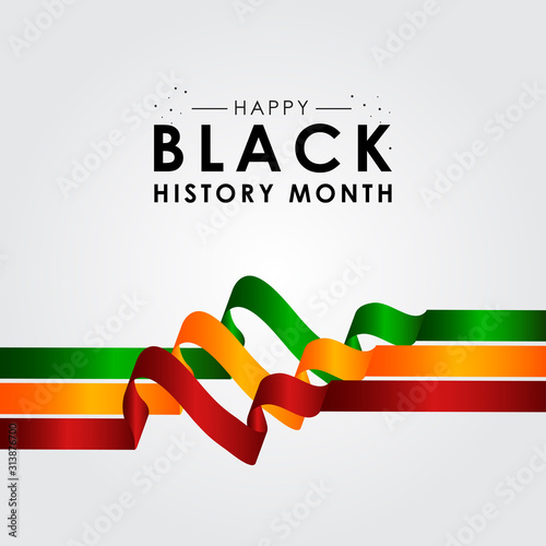 Black History Month With Ribbon and Flag Vector For Banner Print