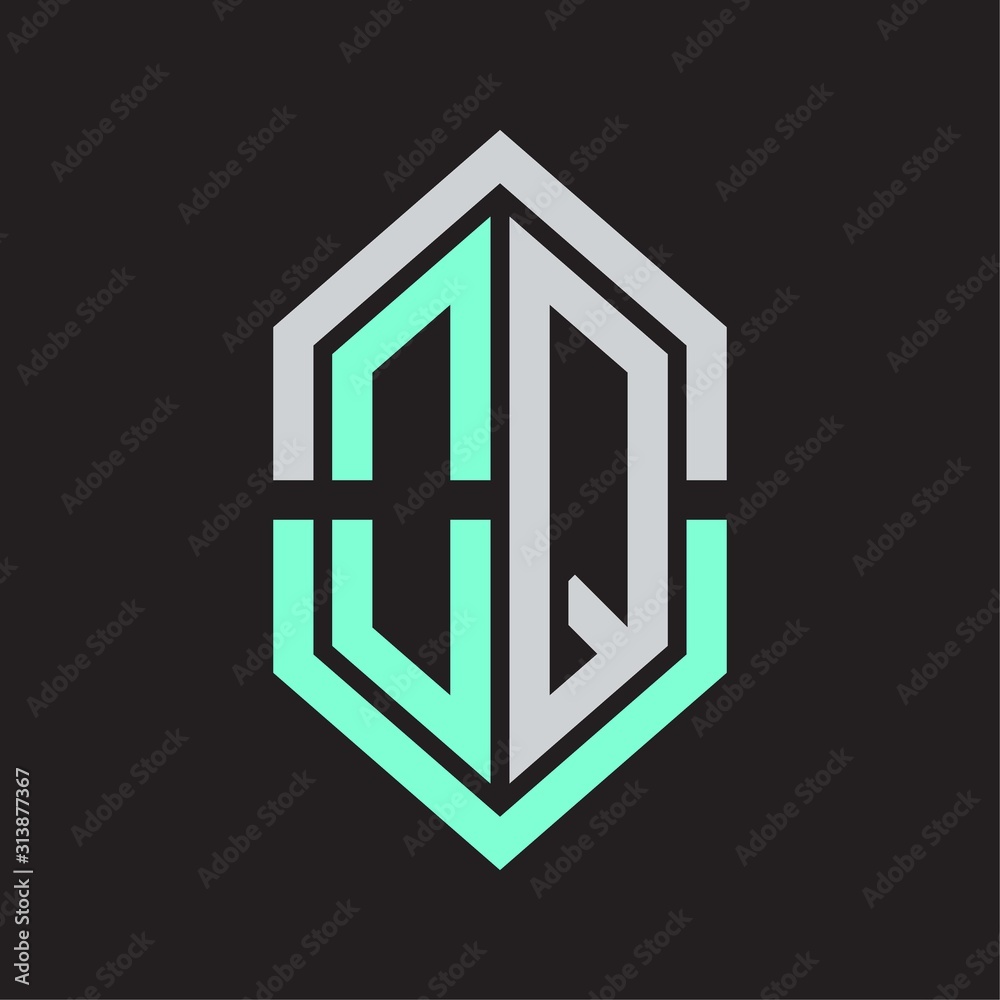 OQ Logo monogram with hexagon shape and outline slice style OQ Logo monogram with hexagon shape and outline slice style