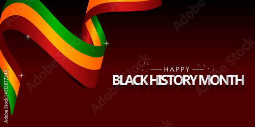 Black History Month With Ribbon and Flag Vector For Banner Print