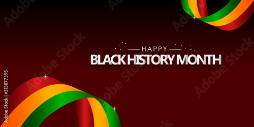 Black History Month With Ribbon and Flag Vector For Banner Print