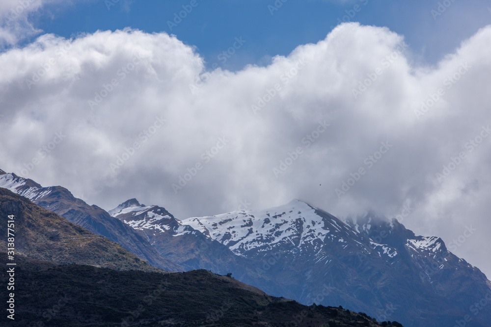 Lake Wanaka South Island New Zealand. Mountains snow Lake Wanaka South Island New Zealand. Mountains snow