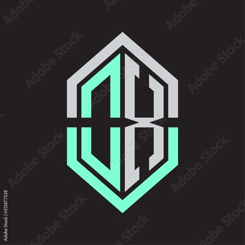 OX Logo monogram with hexagon shape and outline slice style