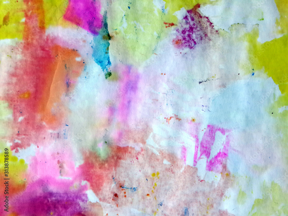 Colorful bright watercolor abstract background. Colored spots on paper.