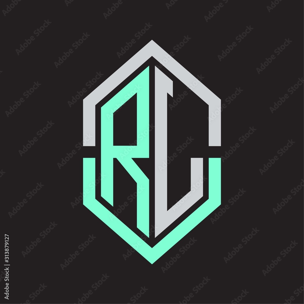 RL Logo monogram with hexagon shape and outline slice style RL Logo monogram with hexagon shape and outline slice style