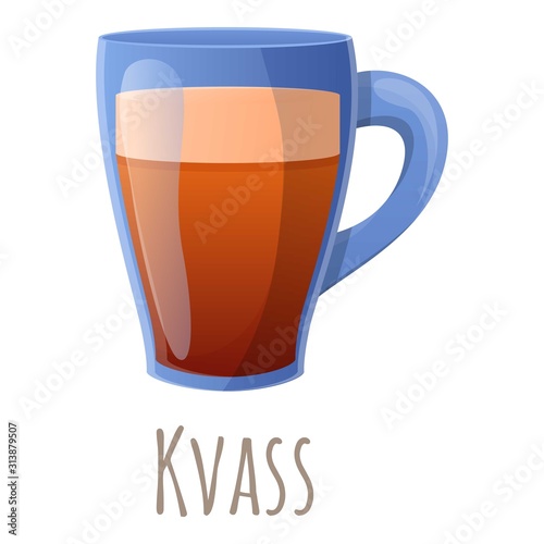 Kvass mug icon. Cartoon of kvass mug vector icon for web design isolated on white background