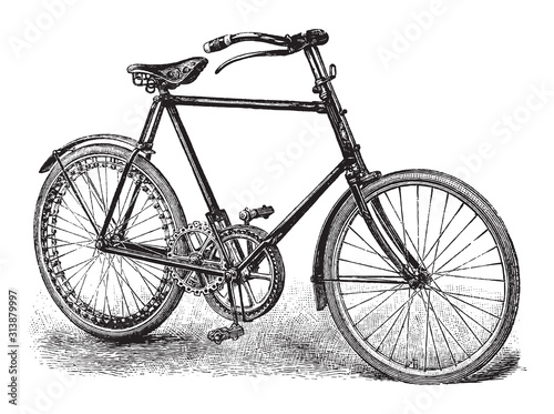 Old bicycle / vintage illustration from Brockhaus Konversations-Lexikon 1908