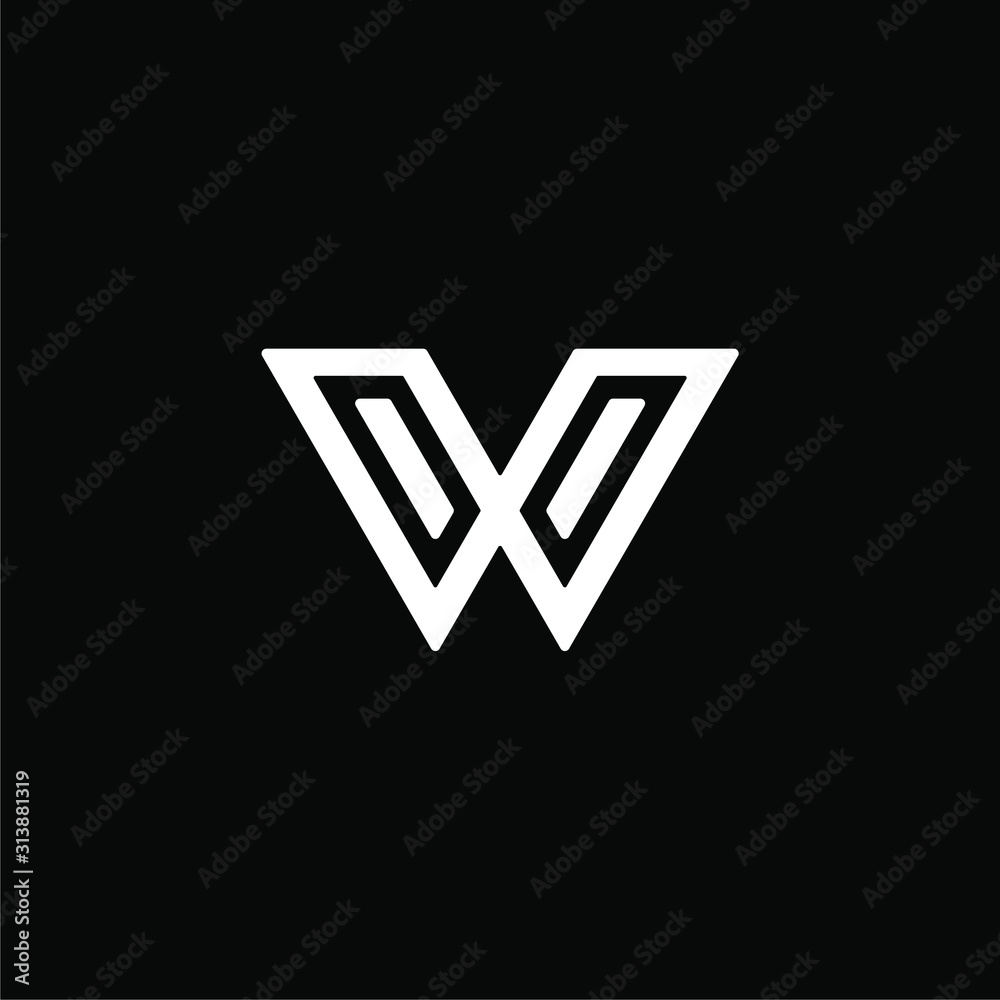 Initial letter W logo template with collar line art symbol in flat design monogram illustration Initial letter W logo template with collar line art symbol in flat design monogram illustration