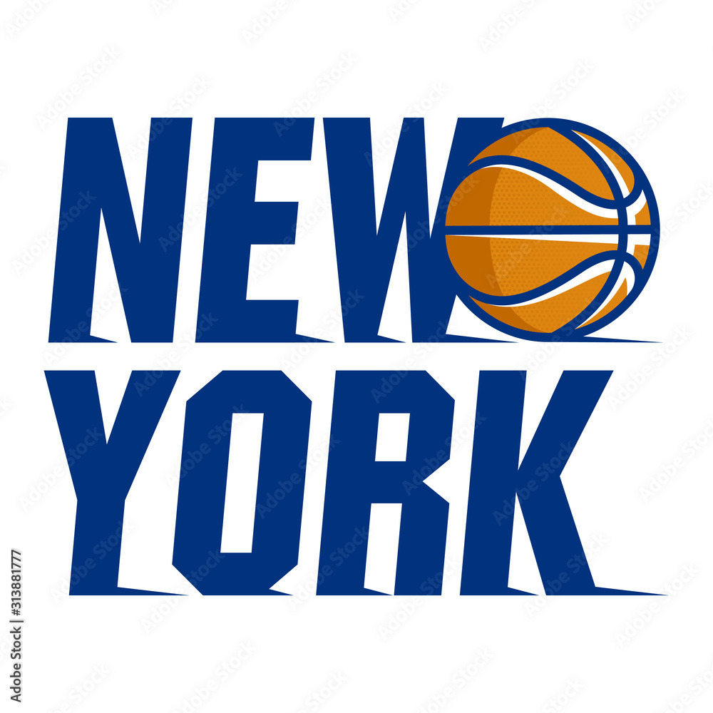 stock vector basketball emblem with new york typeface. sports logo illustration