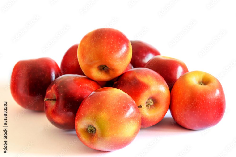 Group of fresh red apples on the white background. Group of fresh red apples on the white background.