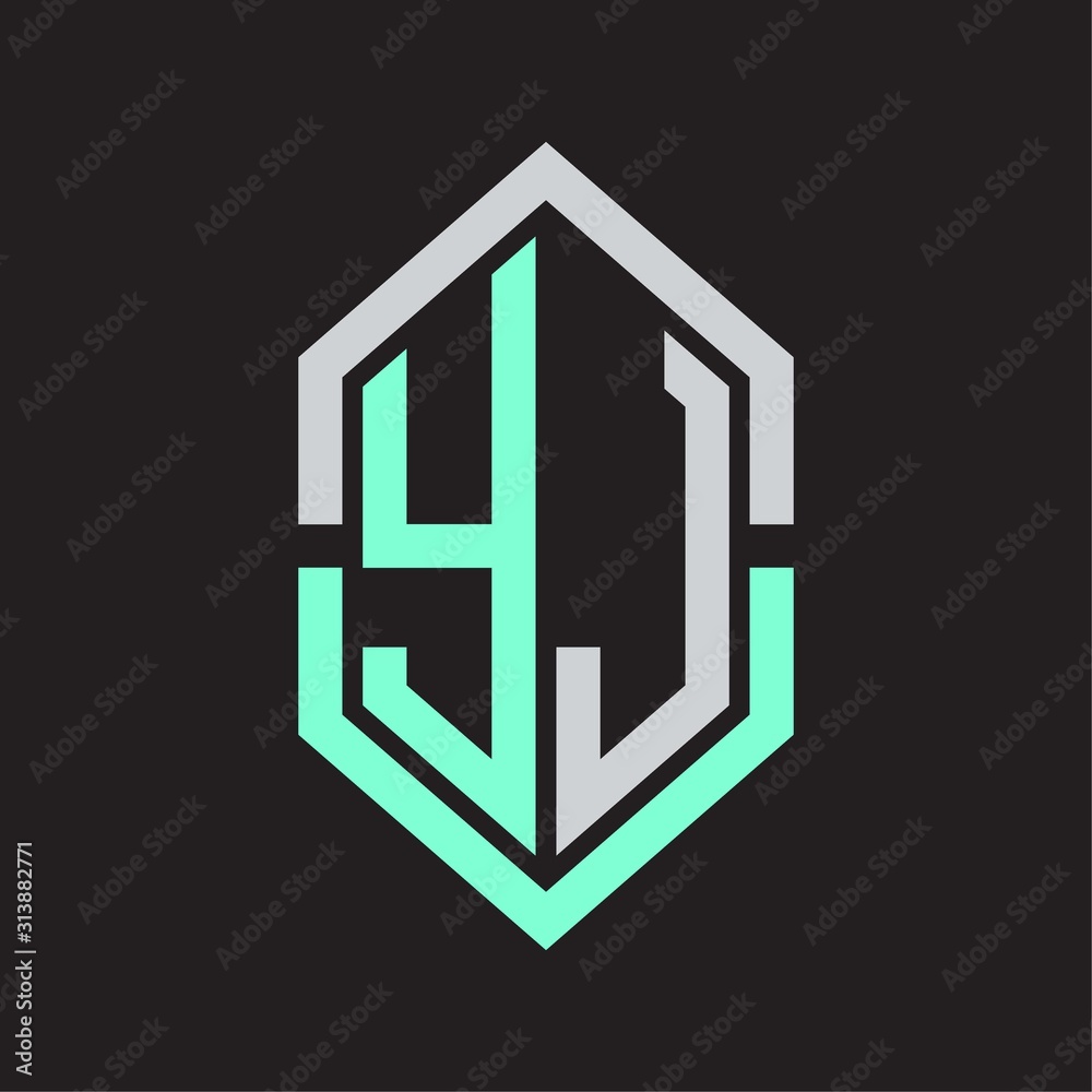 YJ Logo monogram with hexagon shape and outline slice style YJ Logo monogram with hexagon shape and outline slice style