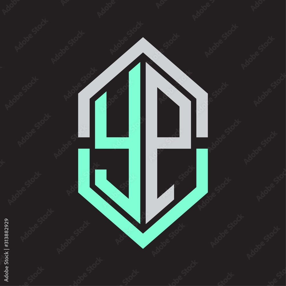 YP Logo monogram with hexagon shape and outline slice style YP Logo monogram with hexagon shape and outline slice style
