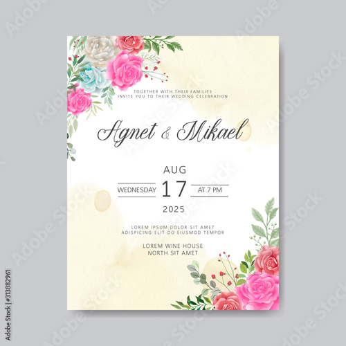 romantic flower vector wedding invitation