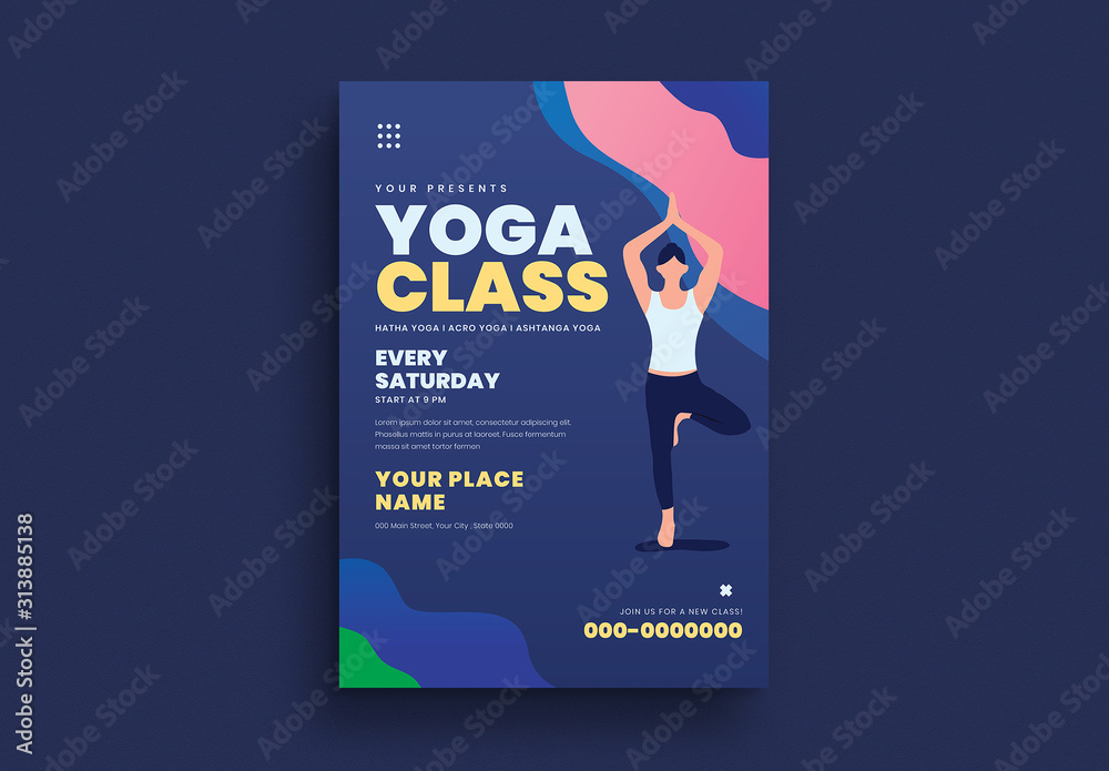 Yoga Class Flyer Layout Stock Template